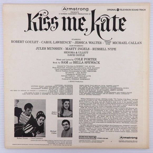 Armstrong Presents Cole Porter's Kiss Me, Kate 1968 LP Record Limited CSS 645 - Picture 3 of 16